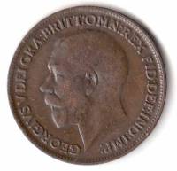 (1914) Монета Великобритания 1914 год 1 фартинг "Георг V"  Бронза  XF