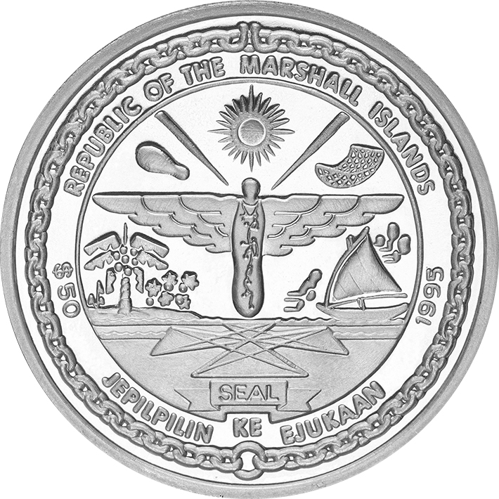 (1995) Монета Маршалловы Острова 1995 год 50 долларов &quot;2-я Мировая Война. 50 лет окончания&quot;  Серебро