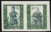 (1960-013a-014a) Сцепка (2 м + куп) Польша "Куявия" Без перфорации   Национальная одежда III O