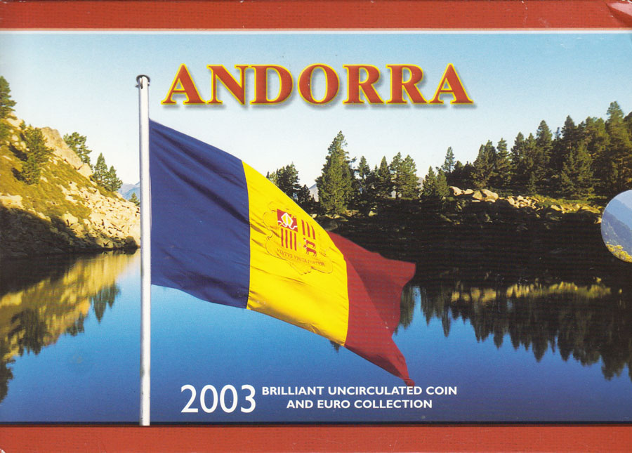 (2003, 7 сентимов + 2 евро) Набор монет Андорра 2003 год &quot;Природа Андорры&quot; Буклет  BU