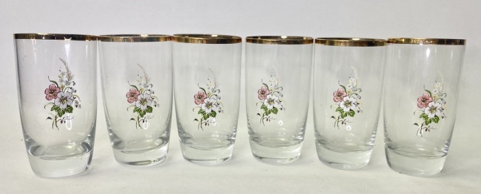 Стопки толстое дно деколь позолота 6 шт