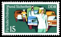 (1975-072) Марка Германия (ГДР) "Регулировщик"    Безопасность дорожного движения III Θ