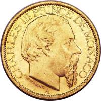 (№1882km99) Монета Монако 1882 год 100 Francs (Цент)