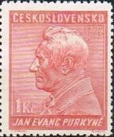(1937-023) Марка Чехословакия "Я. Пуркине (Карминовая)"    150 лет со дня рождения Я. Пуркине III Θ