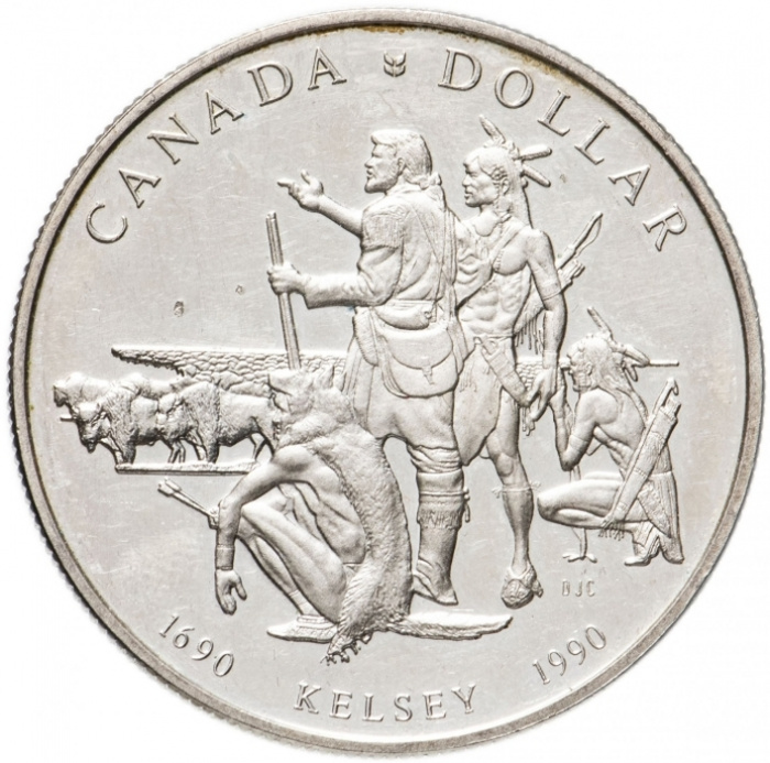 (1990) Монета Канада 1990 год 1 доллар &quot;Генри Келси&quot;  Серебро Ag 500  UNC