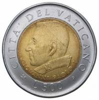 (2001) Монета Ватикан 2001 год 500 лир "Иоанн Павел II. 23 года понтификата"  Биметалл  UNC