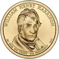 (09d) Монета США 2009 год 1 доллар "Уильям Генри Гаррисон" 2009 год Латунь  UNC