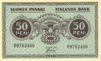 (1918) Банкнота Финляндия 1918 год 50 пенни  Jarnefelt - Muller  UNC