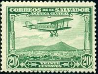 (№1930-447) Марка Сальвадор 1930 год "Биплан", Гашеная