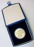 Монета Ниуэ остров 2008 год, 1 доллар "С Новым Годом и Рождеством" PROOF (Сост - AU)  в футляре