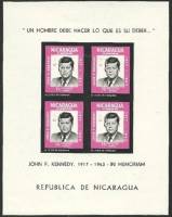 (№1965-60) Блок марок Никарагуа 1965 год "Джон Ф Кеннеди 19171963", Гашеный