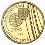 () Монета Португалия 1999 год 200 эскудо ""  Биметалл (Платина - Золото)  UNC