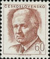 (1968-027) Марка Чехословакия "Л. Свобода (Коричневая)"    Президент Людвиг Свобода (Стандартный вып