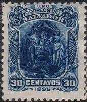 (№1895-99) Марка Сальвадор 1895 год "Генерал Антонио Ezetaoverprinted", Гашеная