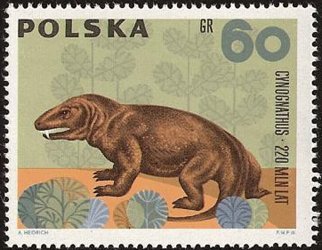 (1966-007) Марка Польша "Циногнат"   Доисторические животные I &Theta;