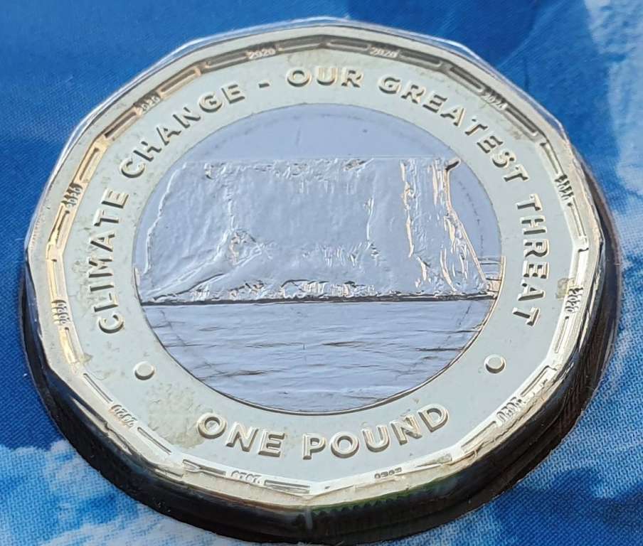 (2020) Монета Британская Антарктическая территория 2020 год 1 фунт &quot;Изменение климата&quot;  Биметалл  Бу