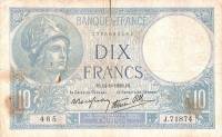 (№1939P-84a.5) Банкнота Франция 1939 год "10 Francs"