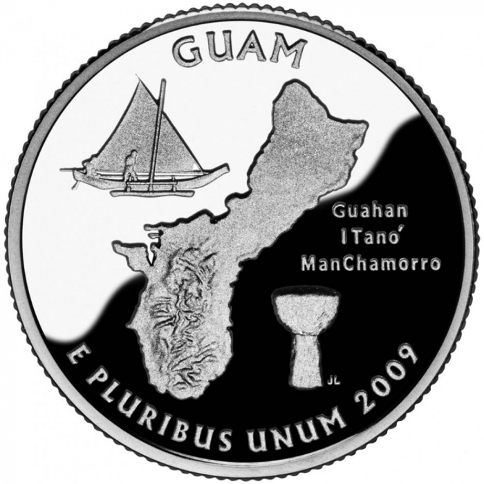 (053p) Монета США 2009 год 25 центов &quot;Гуам&quot; 2009 год Медь-Никель  UNC
