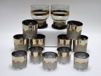 Стопки и бокалы стекло напыление отделка золого цвета 13 штук