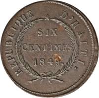 (№1849km32) Монета Гаити 1849 год 6 Centimes (В 46)