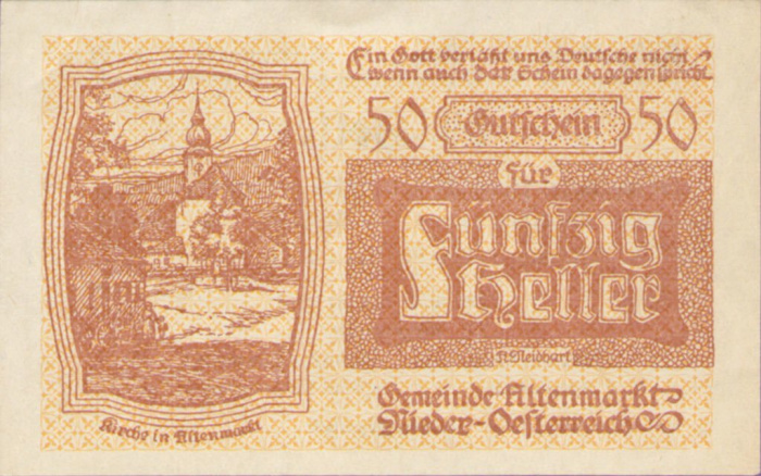 (№1920) Банкнота Австрия 1920 год &quot;50 Heller&quot;