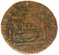 (1768, КМ) Монета Россия-Финдяндия 1768 год 1/2 копейки   Полушка Сибирь Медь  UNC