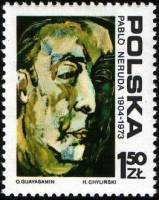 (1974-061) Марка Польша "П. Неруда"    70 лет со дня рождения Пабло Неруда III Θ
