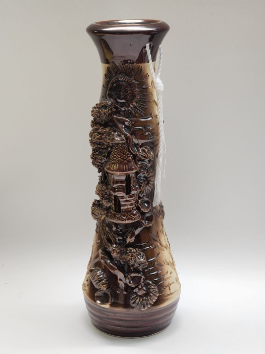 Ваза высокая 40 см керамика с объемным декором