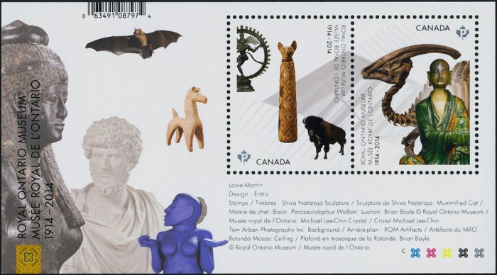 (№2014-187) Блок марок Канада 2014 год &quot;Музей Онтарио века МС&quot;, Гашеный
