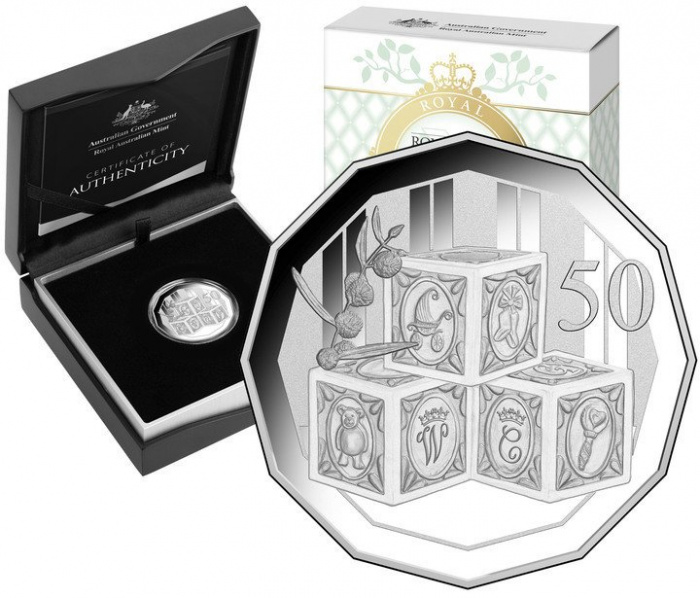 (2015) Монета Австралия 2015 год 50 центов &quot;Рождение принцессы Шарлотты&quot;  Серебро Ag 999  PROOF