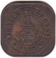 (№1932km37) Монета Стрейтс Сетлментс 1932 год frac12; Cent