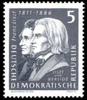 (1961-051) Марка Германия (ГДР) "Лист и Берлиоз"    Ференц Лист III O