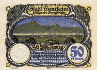 (№1919) Банкнота Германия 1919 год "50 Pfennig"