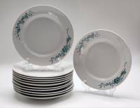 Тарелки десертные Пролетарий 12 штук белые с зеленым узором