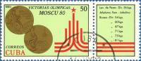 (1980-070) Марка + купон Куба "Золотые медали"    Медали Кубы на ОИ 80 в Москве III Θ