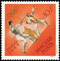 (1964-045) Марка Венгрия "Фехтование"    Летние Олимпийские игры 1964, Токио III Θ