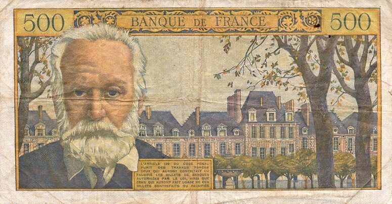 (№1958P-133b) Банкнота Франция 1958 год &quot;500 Francs&quot; (Подписи: G)