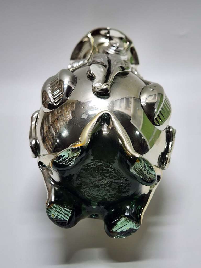 Ваза стекло гутная техника серебрение 36 см