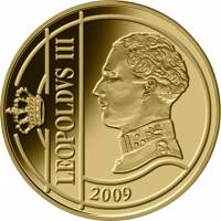 (04) Монета Бельгия 2009 год 12,5 евро "Леопольд III"  Золото Au 999  PROOF