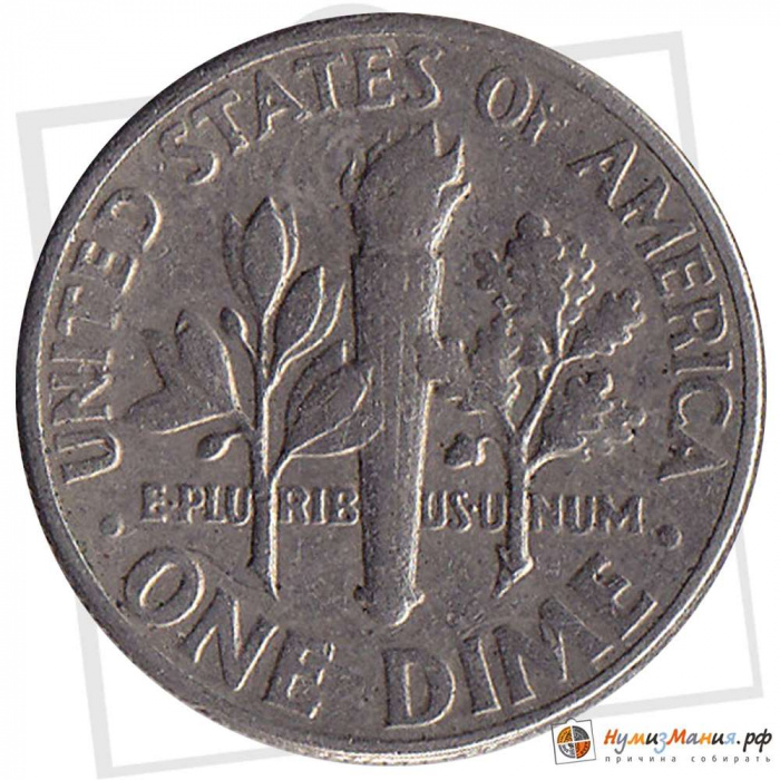 (1981d) Монета США 1981 год 10 центов  2. Медно-никелевый сплав Франклин Делано Рузвельт Медь-Никель