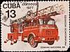 (1977-040) Марка Куба "Пожарная машина с лестницей"    Неделя противопожарной безопасности I Θ