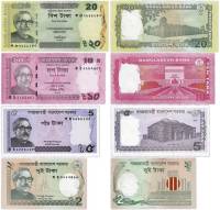 2011-2015 4 боны 2 5 10 20 така Набор банкнот Бангладеш Муджибур Рахман  UNC
