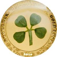 (№2016) Монета Палау 2016 год 1 Dollar (Four Leaf Clover (Good Luck - Gold Luck))