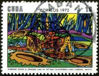 (1972-029) Марка Куба "Разбомбленный дом"    Конференция против войны во Вьетнаме III Θ