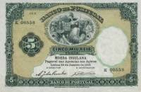 (№1905P-9) Банкнота Азорские острова 1905 год "5 Mil Reis Prata"