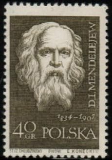 (1959-047) Марка Польша &quot;Д.И. Менделеев&quot;   Великие ученые II Θ
