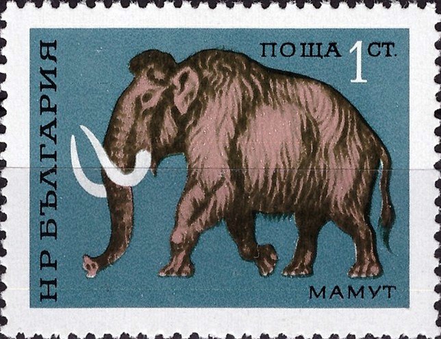 (1971-025) Марка Болгария &quot;Мамонт&quot;   Доисторические животные I Θ