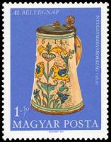 (1968-067) Марка Венгрия "Пивная кружка"    День почтовой марки. Шедевры керамики III Θ