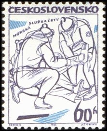 (1965-002) Марка Чехословакия "Горно-спасатели"    Спорт III &Theta;