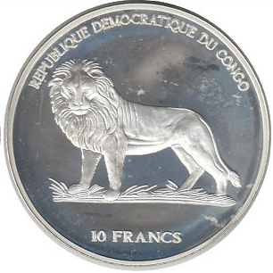(2000) Монета Дем Республика Конго 2000 год 10 франков &quot;Иисус Христос. Миллениум&quot;  Серебро Ag 925  P